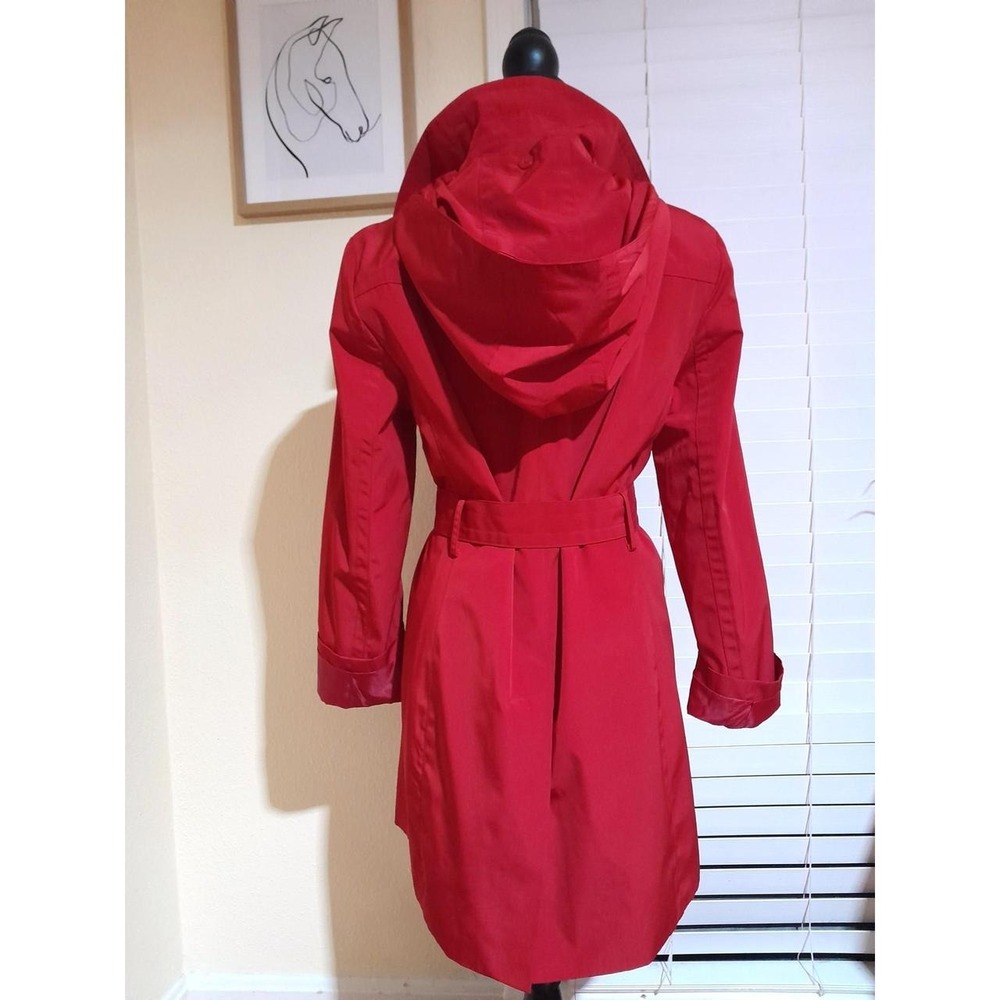 vintage bright red lined belted 2 pocket hooded FOG by London Fog jacket small